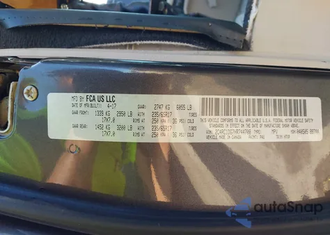 2017 Chrysler Pacifica Touring from USA, damaged, VIN 2C4RC1DG7HR744708